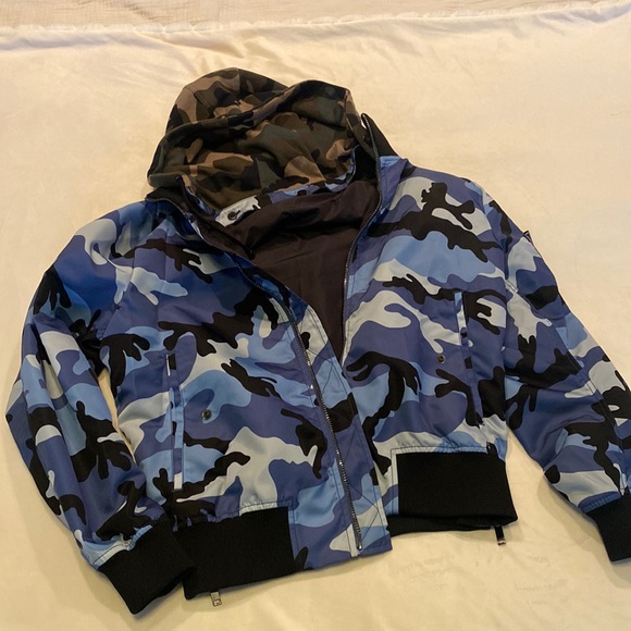 Valentino Bomber blue camouflage with removable hood - Picture 5 of 12